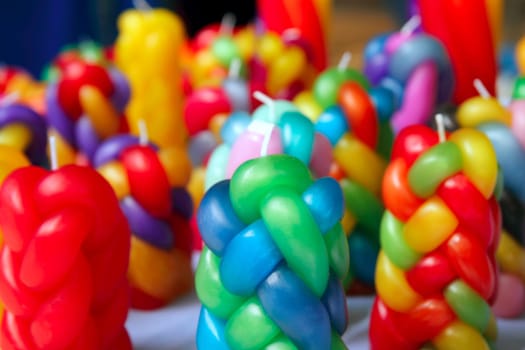 colorful braided candles handcraft texture pattern vivid colors