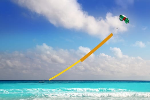 advertisement beach parachute boat yellow copyspace
