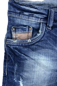 Denim blue jeans trouser pants pocket detail closeup texture