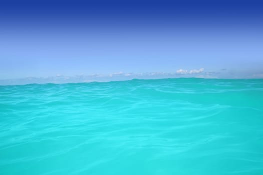 caribbean wave turquoise water horizon line and blue sky