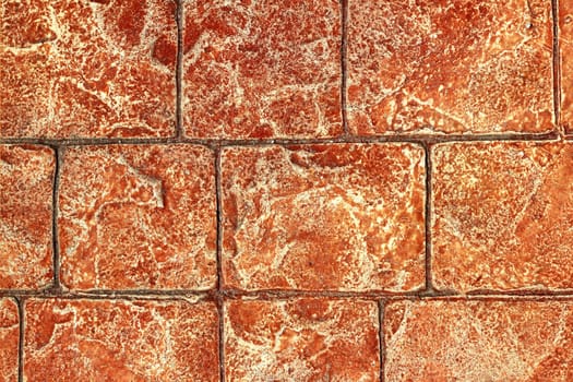 on-site printed concrete cement pavement texture red brown clay replica