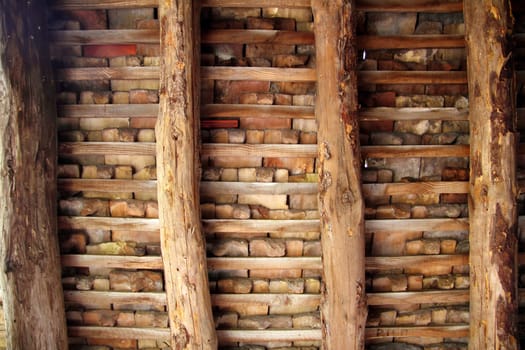 clay tiles roof indor square rooftiles wooden beams traditional architecture Spain