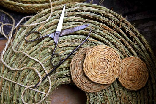 esparto weaver crafts tools scissor needle reed grass enea traditional Spain