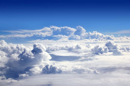 blue sky high view from airplane clouds shapes