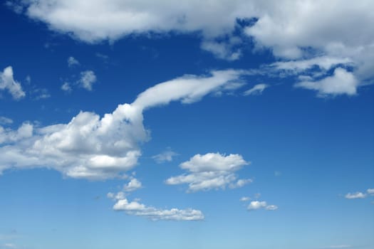 Blue sky white clouds in a summer clean day