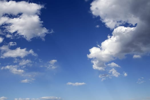 Blue beautiful sky with white clouds view in sunny day