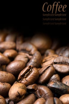 Close-up of coffee beans with space for your text