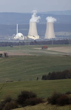 Grohnde nuclear power plant in the Weser Uplands