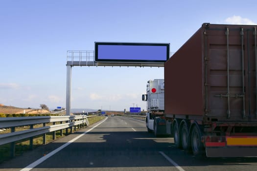 Heavy transportation truck lorry on a road
