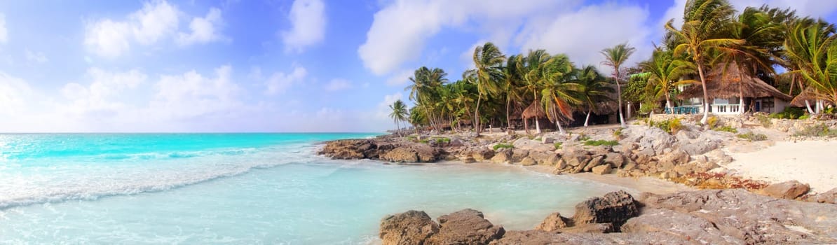 Caribbean Tulum Mexico tropical panoramic beach sunny day