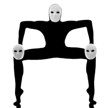 performer man mime with mask on studio isolated on white background