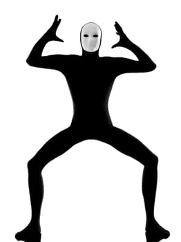 performer man mime with mask angry displeased on studio isolated on white background