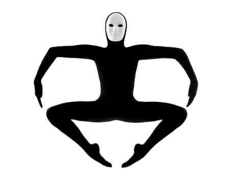 performer man mime with mask  on studio isolated on white background