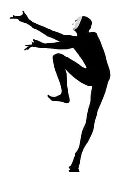 performer man mime with mask dancing dancer on studio isolated on white background