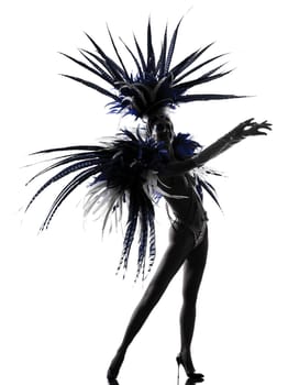 woman showgirl dancer revue dancing in studio isolated on white background