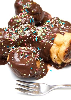 profiterole, classic italian dessert with chocolate