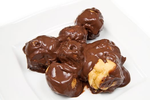 profiterole, classic italian dessert with chocolate