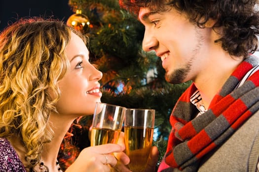 Portrait of sweet couple gazing at each other