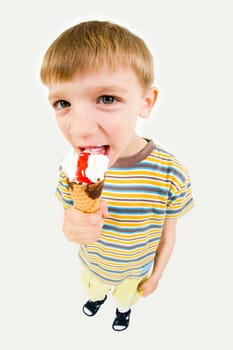 Photo of young boy eating the ice-cream
