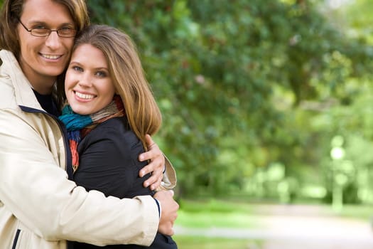 Portrait of romantic couple embracing each other