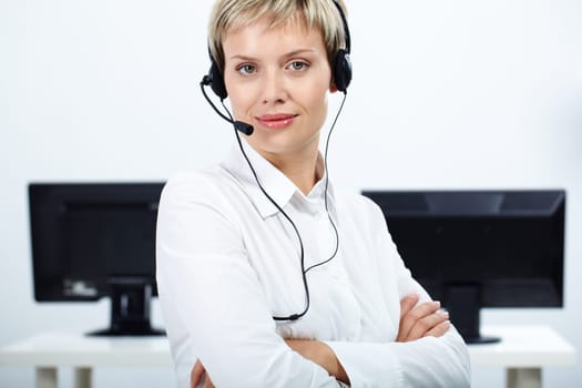Portrait of customer service operator looking at camera