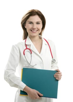 Doctor woman isolated on white studio background
