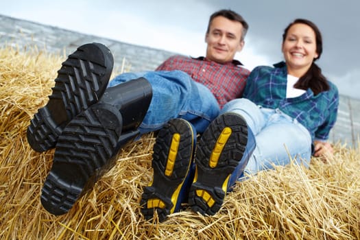 Happy couple spending time in countryside