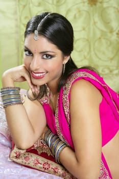 Beautiful indian brunette portrait with traditionl costume