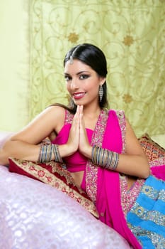 Beautiful indian brunette portrait with traditionl costume