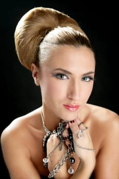 Attractive fashion elegant woman portrait with jewelry
