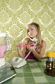 Housewife retro vintage talking phone kitchen nail file