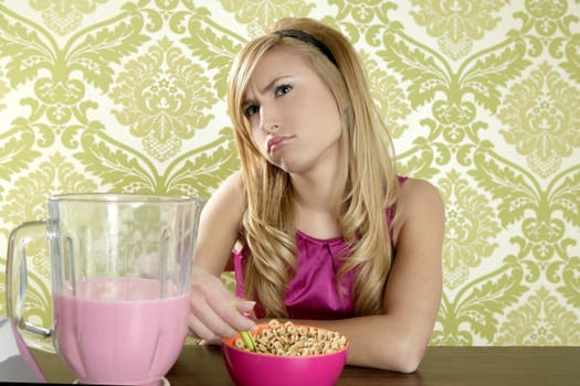 Retro breakfast woman milkshake corn flakes vintage wqllpaper
