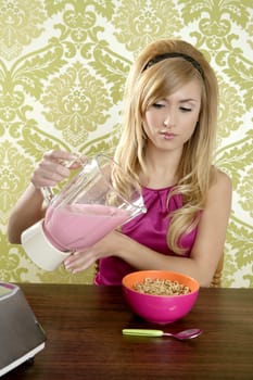 Retro breakfast woman milkshake corn flakes vintage wqllpaper