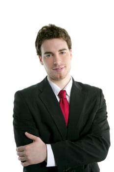 businessman young handsome portrait tie suit isolated on white