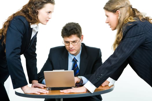 Portrait of two young women having a business fight