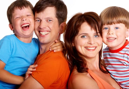 Portrait of cheerful family members having a good time together