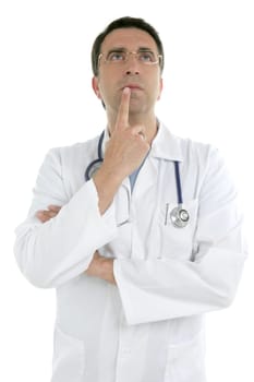 Young doctor with glasses isolated on white background