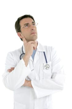 Young doctor with glasses isolated on white background