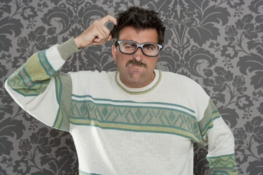 nerd pensive silly man retro wallpaper glasses tacky guy