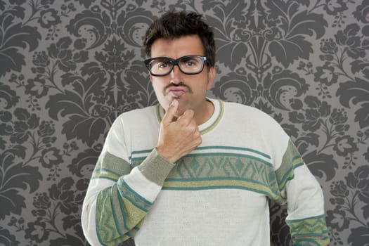 nerd pensive silly man retro wallpaper glasses tacky guy
