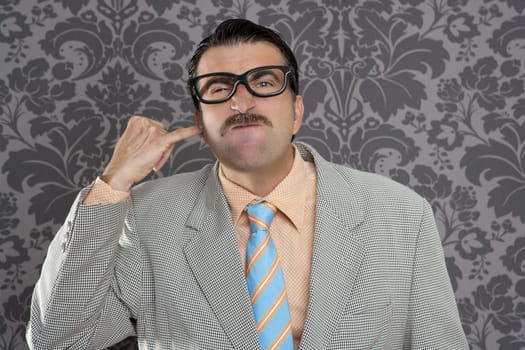 cleaning ear finger dirty nerd man retro wallpaper funny expression