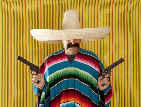 Bandit Mexican revolver mustache gunman sombrero poncho serape