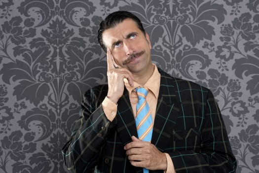 nerd businessman pensive gesture silly funny retro wallpapaer background