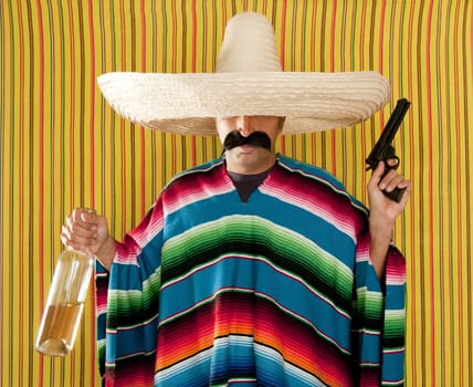 Bandit Mexican revolver mustache drunk tequila bottle sombrero