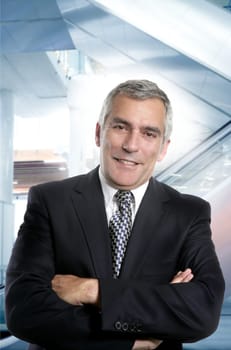 happy senior suit tie formal businessman smiling office gray hair