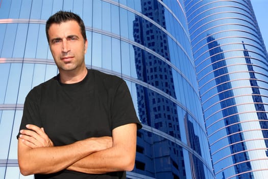 Mid age man portrait in urban modern office buildings
