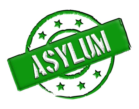 Sign and stamp named "ASYLUM"" for your presentation"