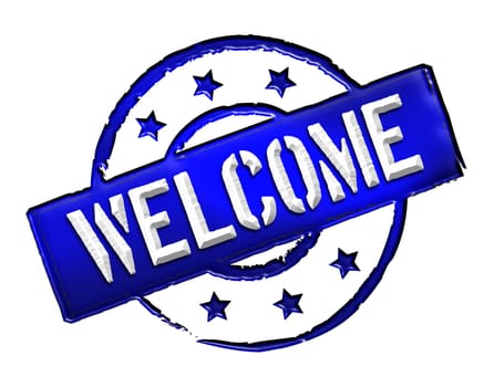 Sign and stamp named "Welcome"" for your presentation,for websites and many more."