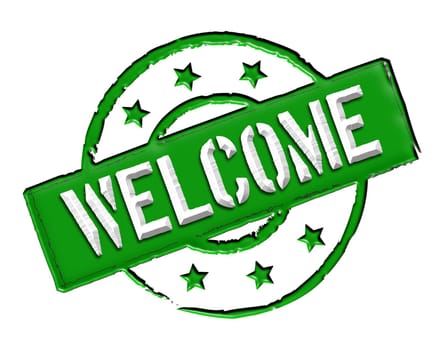 Sign and stamp named "Welcome"" for your presentation,for websites and many more."