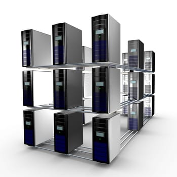 Several interconnected computer working together